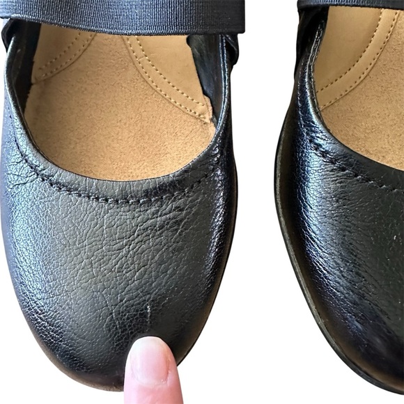 NATURALIZER ANDE Woman Shoes Black Leather Wedge Stretchy Strap Size 8.5M - Picture 4 of 11